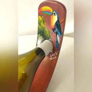 Costa Rica - Hand Painted - Balancing Wine Bottle Holder